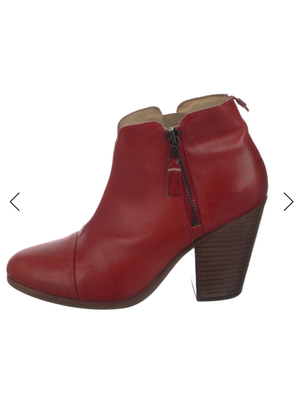 rag & bone Red Leather Stacked Heel Ankle Bootie